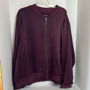 Lane Bryant size 28 zip up maroon jacket lightweight fall burgundy
